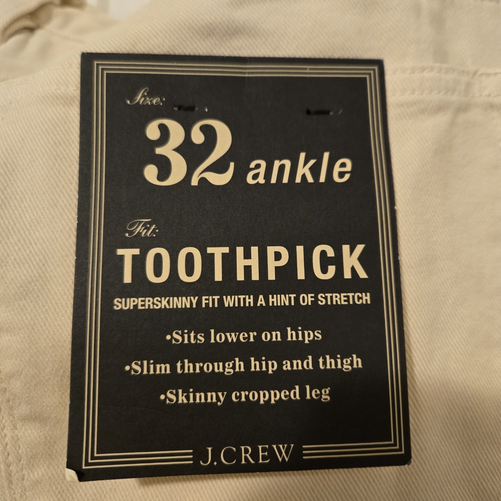 J. Crew Men's Toothpick Ankle Pants - Cream